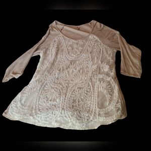Beige top with lace overlay
